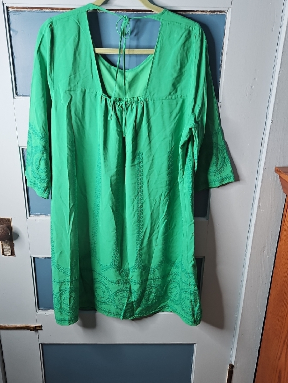 Crown & Ivy Green Embroidered Shift Dress XL - Picture 5 of 11